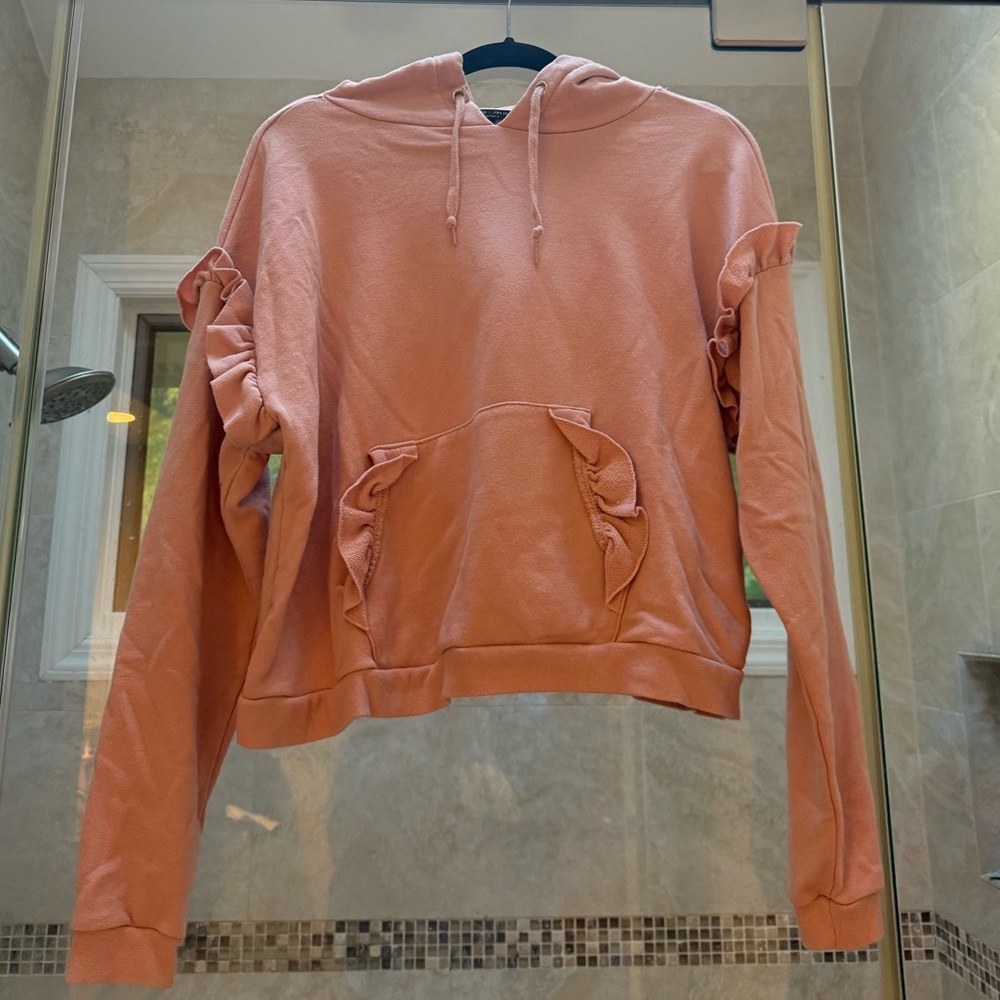 Pink ruffle sweatshirt